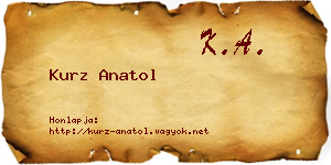 Kurz Anatol névjegykártya